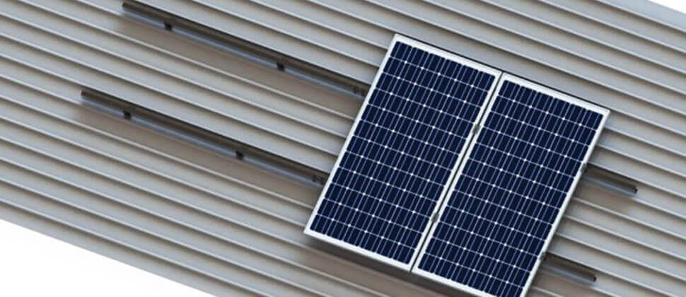 solar panel with steel rails