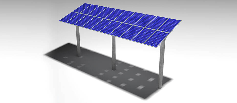 solar panel with single pole hat on c structure